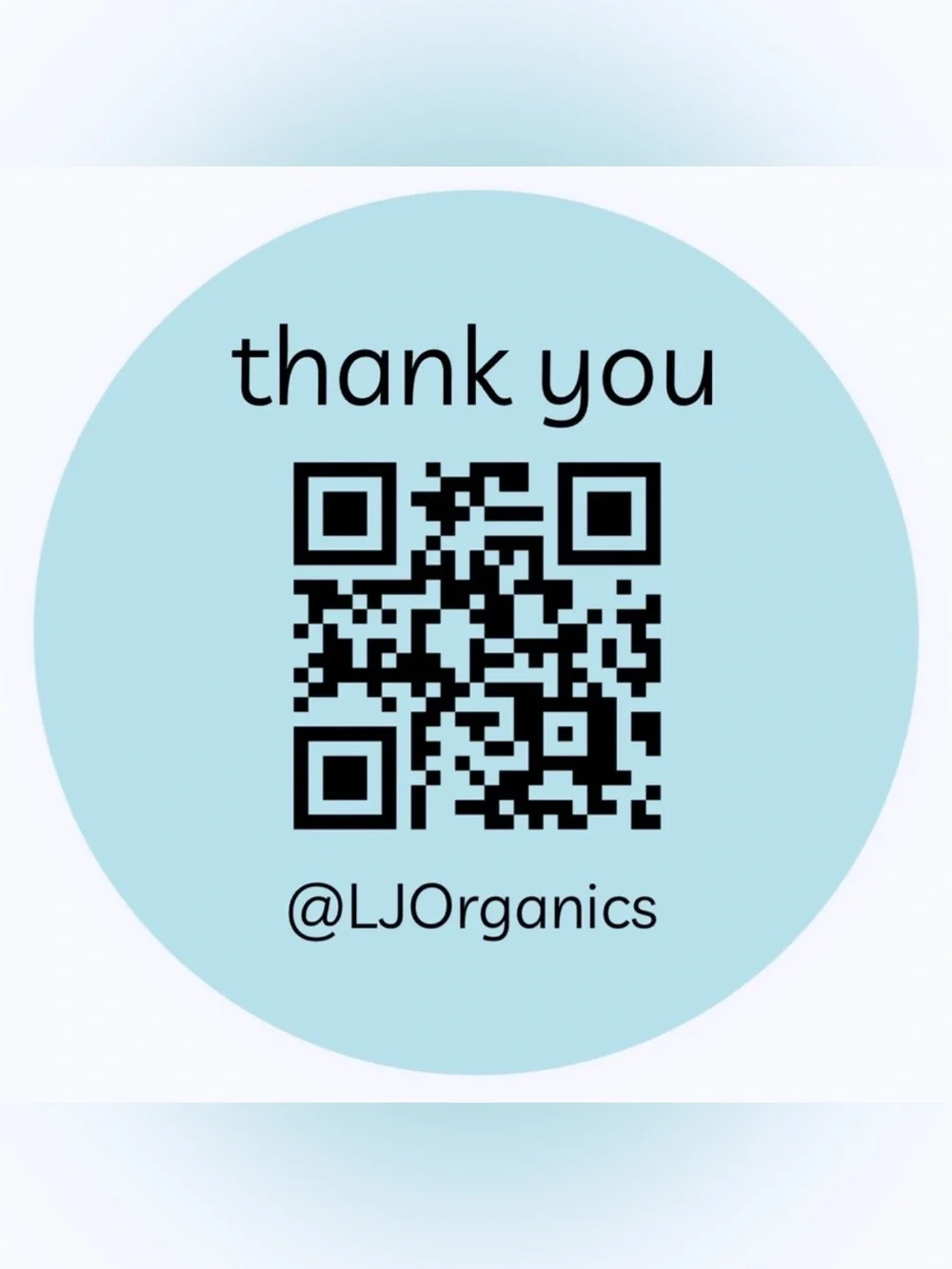 50 CUSTOM STICKERS - 2” ROUND - “THANK YOU” - W/ QR CODE & CLOSET NAME - BLUE